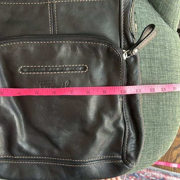 Fossil Vintage Black Leather Messenger crossbody shoulder Bag purse Classic EUC - Picture 3 of 12